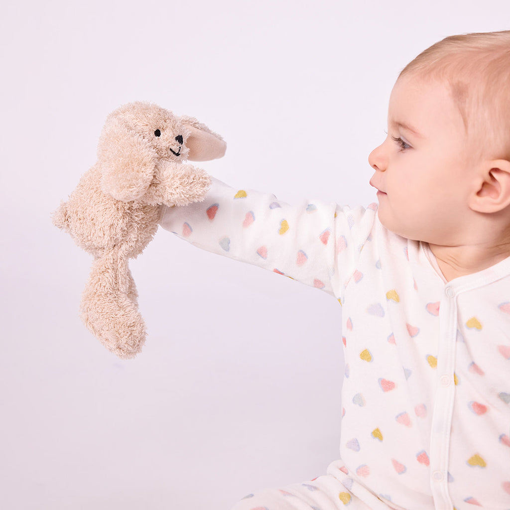 Petit Bateau Baby Velour Pyjamas White With Multicolour Heart Print