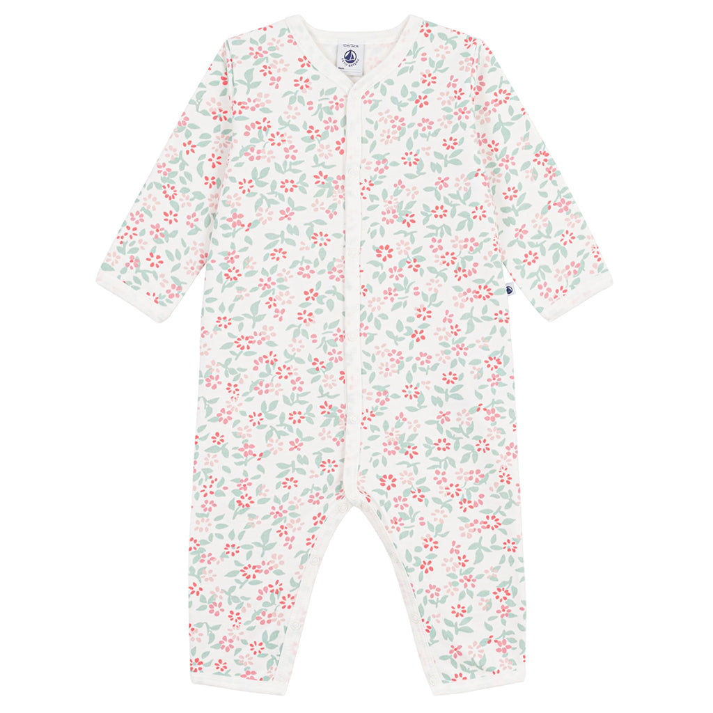 Petit Bateau Baby Pyjamas White With Floral Print