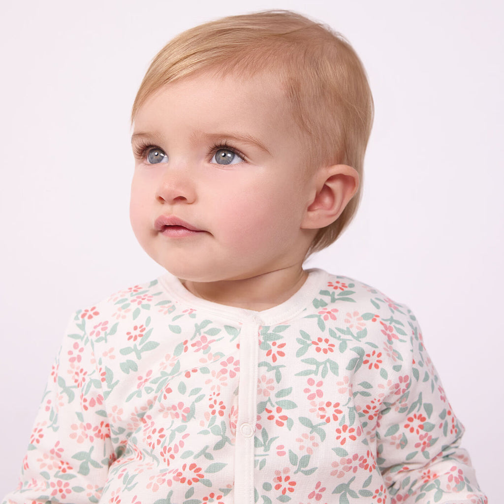 Petit Bateau Baby Pyjamas White With Floral Print