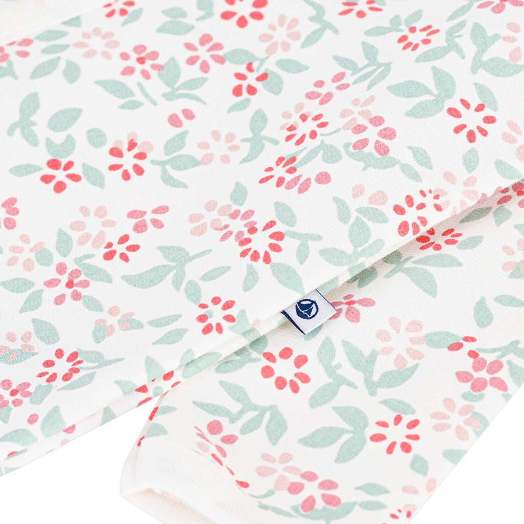 Petit Bateau Baby Pyjamas White With Floral Print