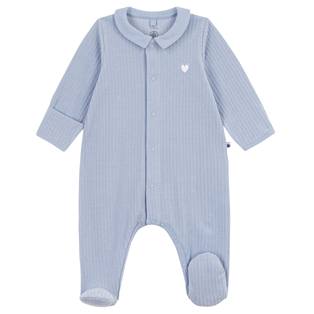 Petit Bateau Baby Velour Collared Pyjamas Polaire Blue