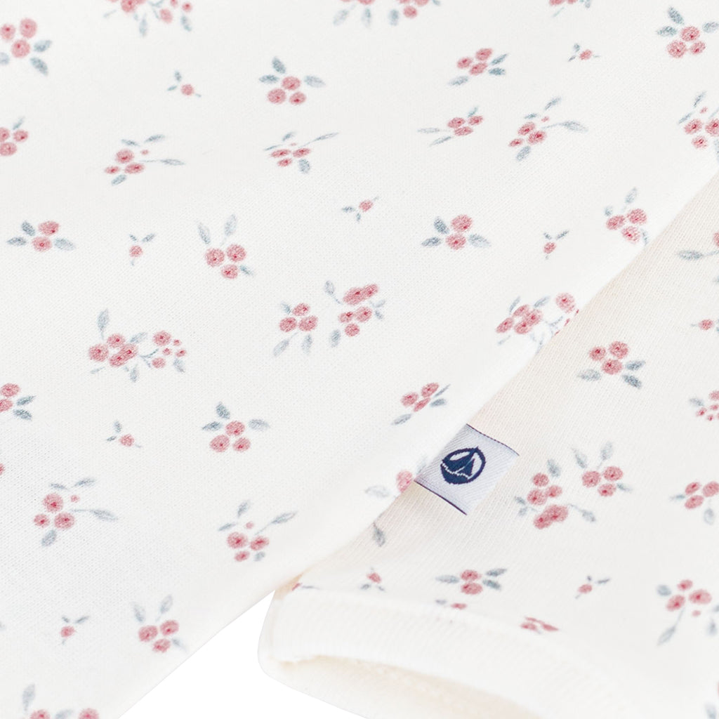Petit Bateau Baby Pyjamas White With Rose Print
