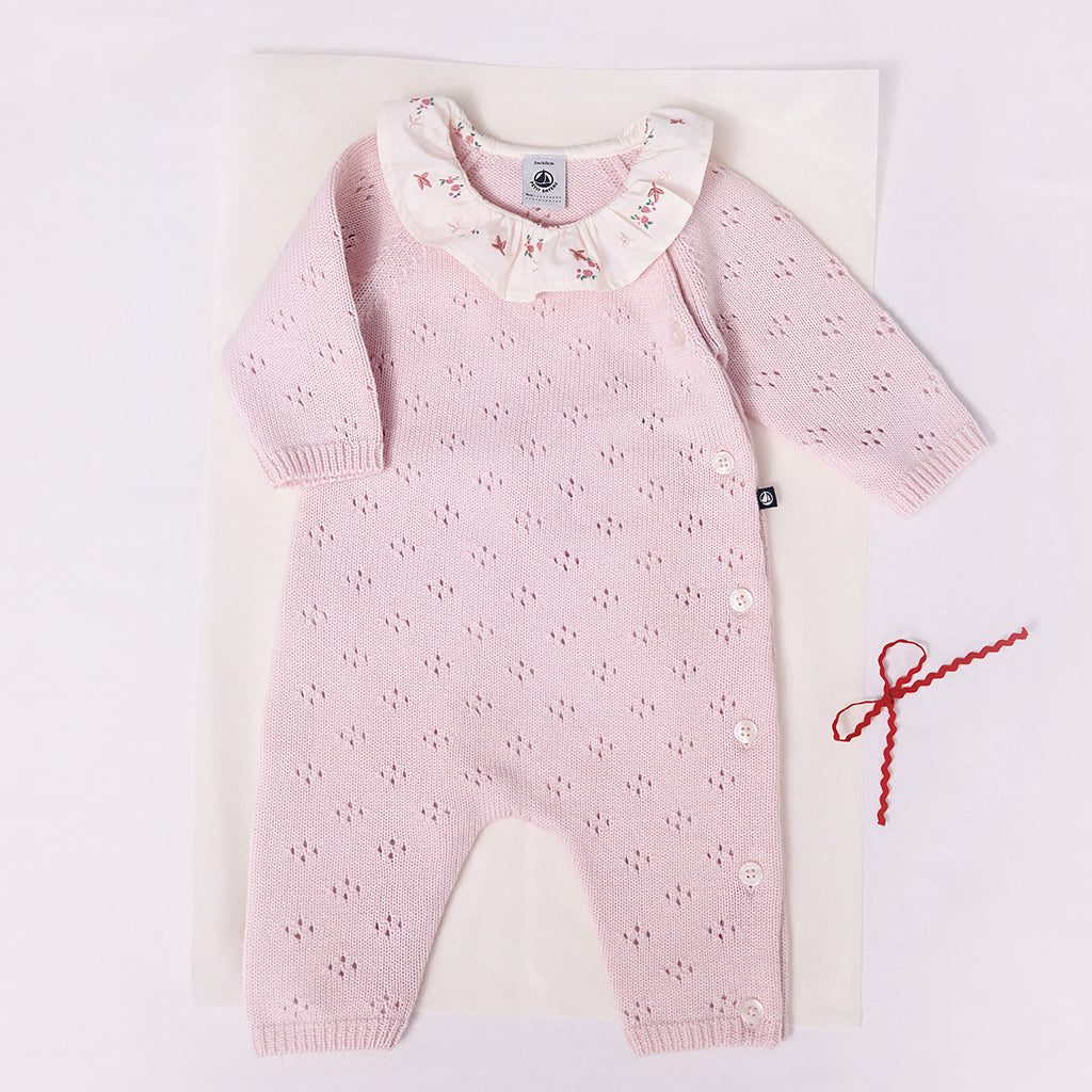 Petit Bateau Baby Knit Jumpsuit Barely Pink