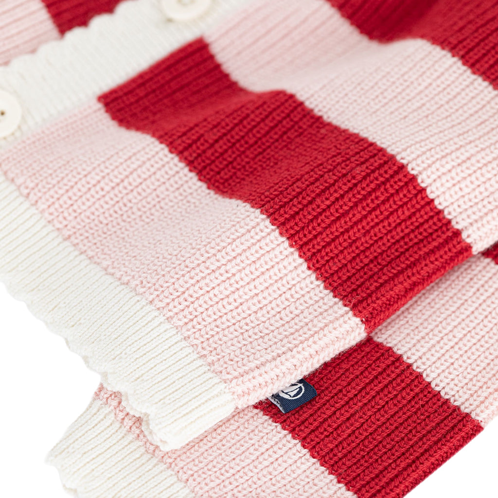 Petit Bateau Baby Cardigan Terkuit Red And Joli Pink Stripes