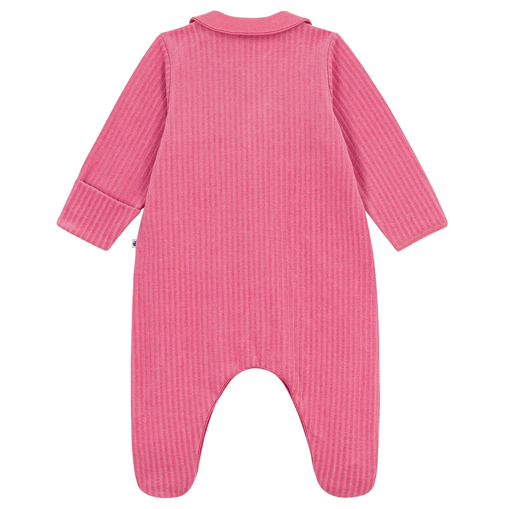 Petit Bateau Baby Velour Collared Pyjamas New Cheek Pink
