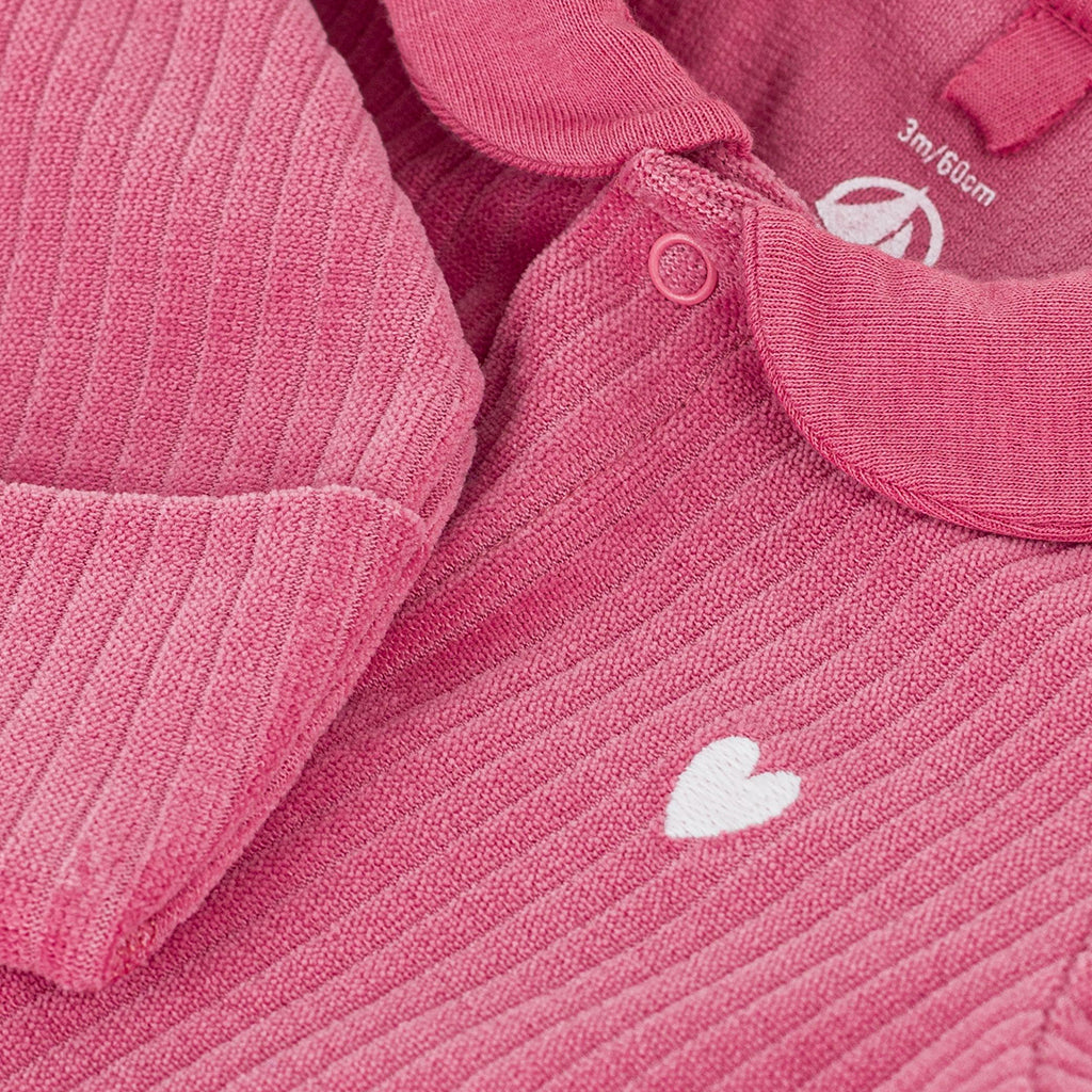 Petit Bateau Baby Velour Collared Pyjamas New Cheek Pink