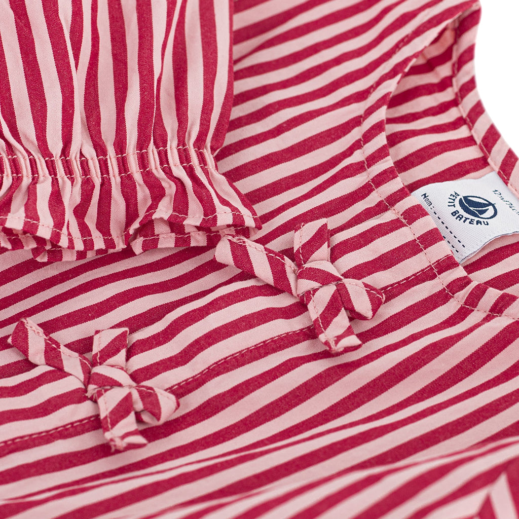 Petit Bateau Baby Blouse Chili Red And Rose Pink Stripes