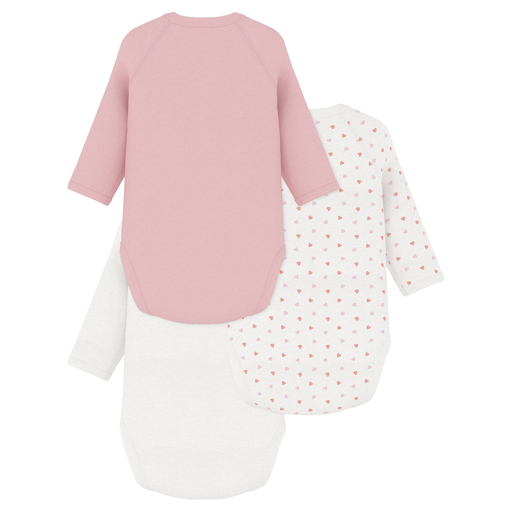 Petit Bateau Baby Set Of Three Wrap Bodysuits Charming Pink