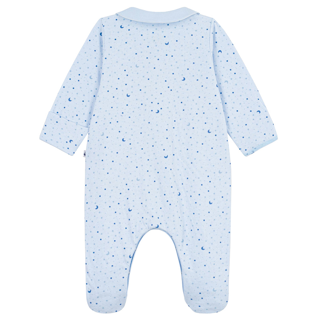 Petit Bateau Baby Collared Pyjamas Toudou Blue Star Print