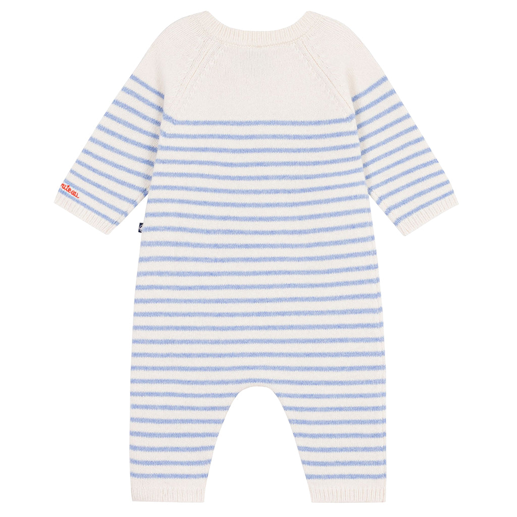 Petit Bateau Baby Knit Jumpsuit Polaire Blue Stripes