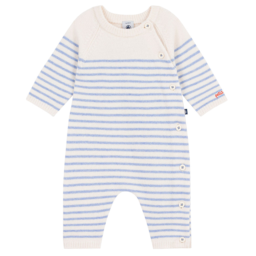 Petit Bateau Baby Knit Jumpsuit Polaire Blue Stripes