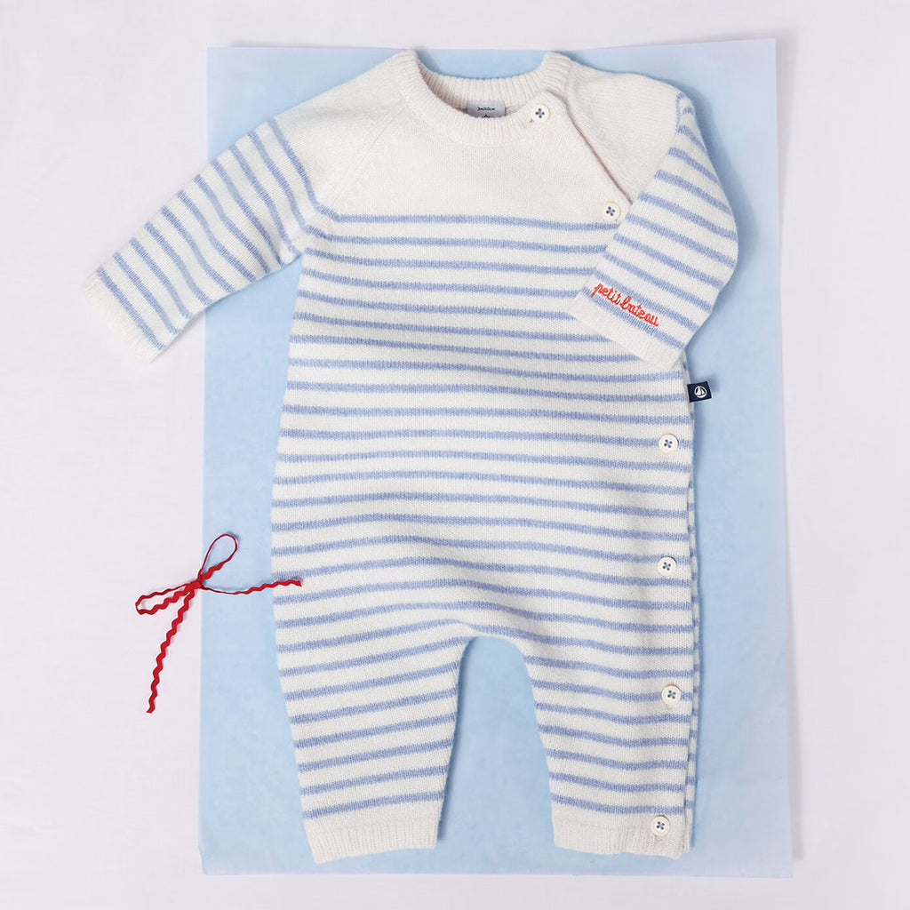 Petit Bateau Baby Knit Jumpsuit Polaire Blue Stripes