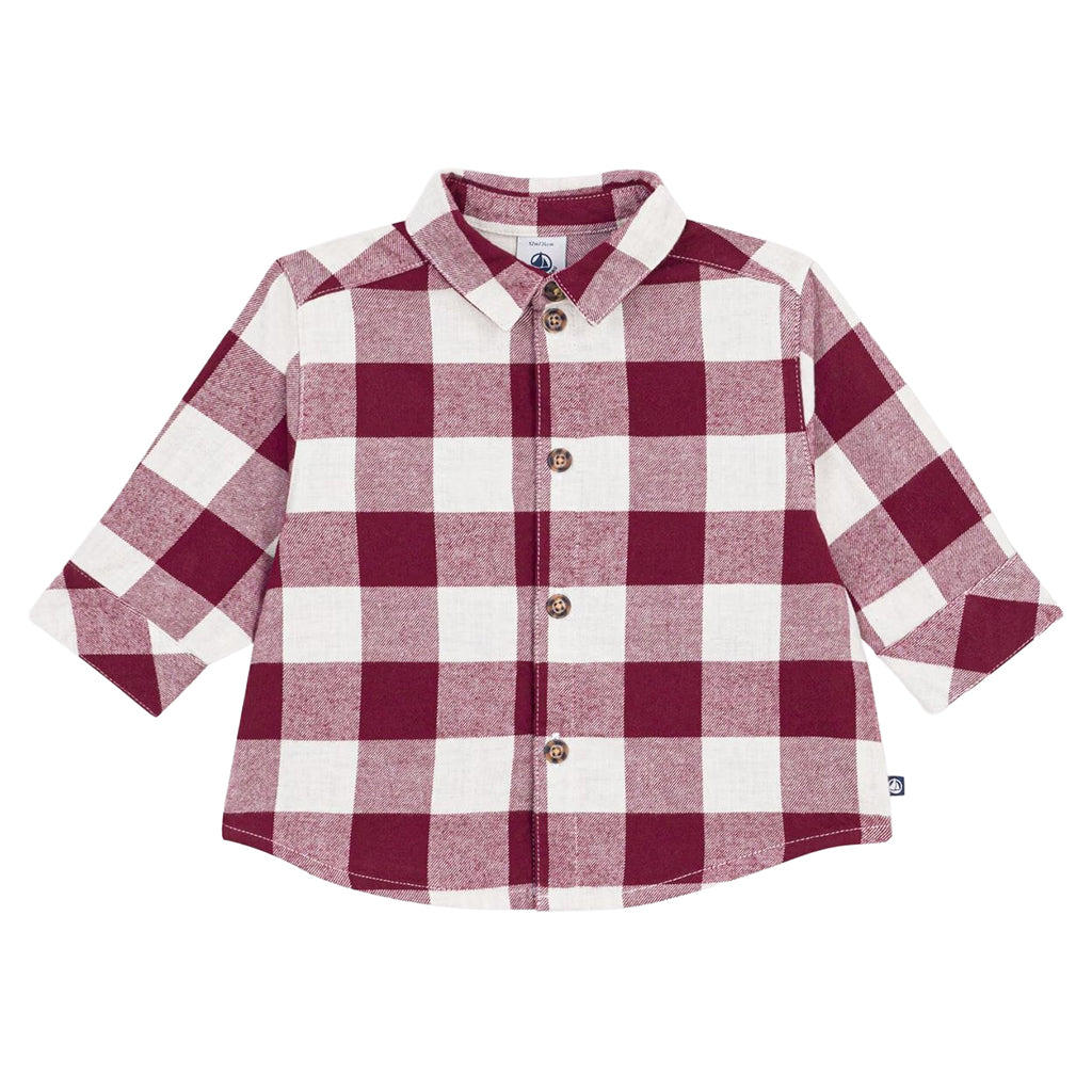 Petit Bateau Baby Shirt Truffe Brown Checks