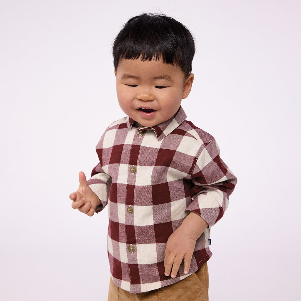 Petit Bateau Baby Shirt Truffe Brown Checks