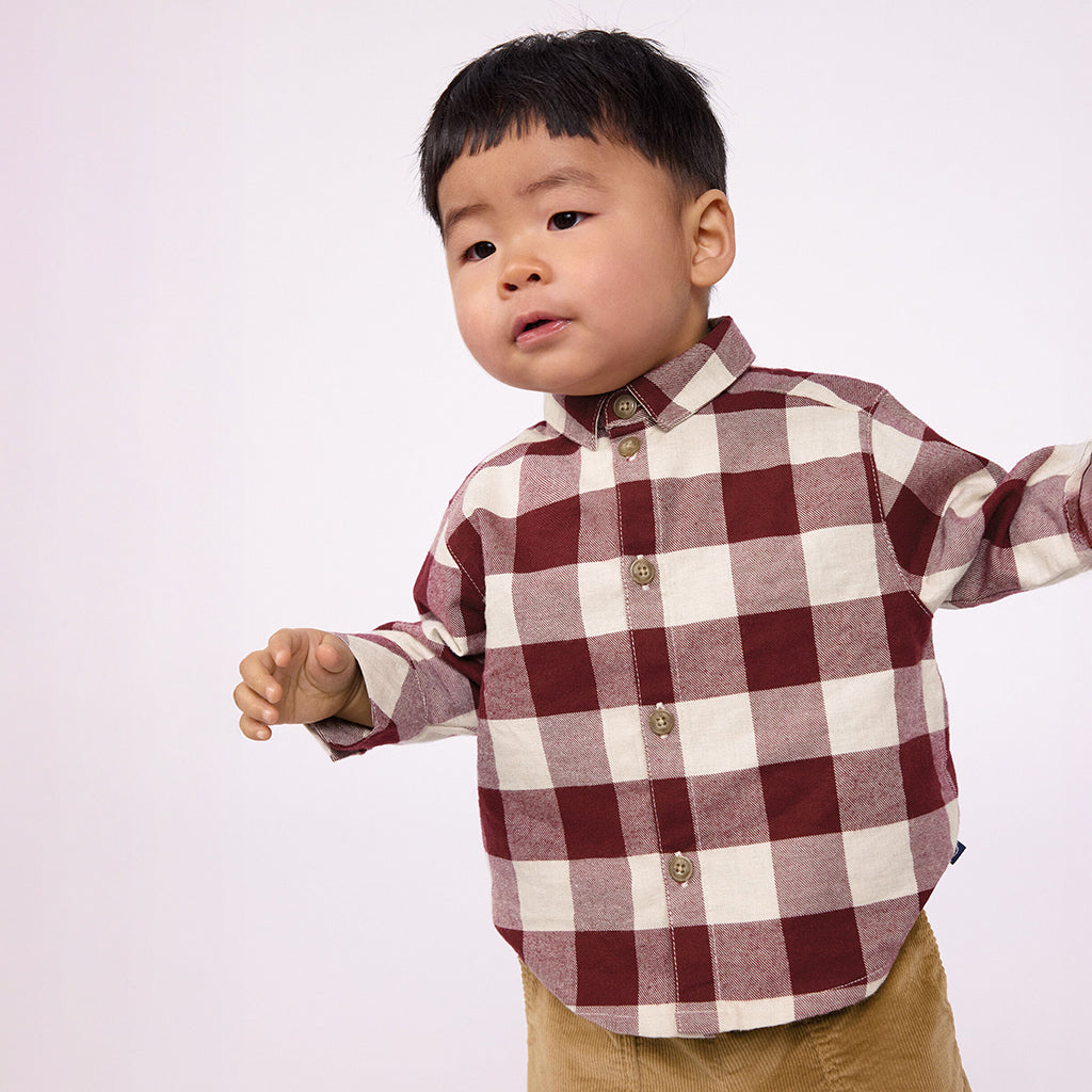 Petit Bateau Baby Shirt Truffe Brown Checks