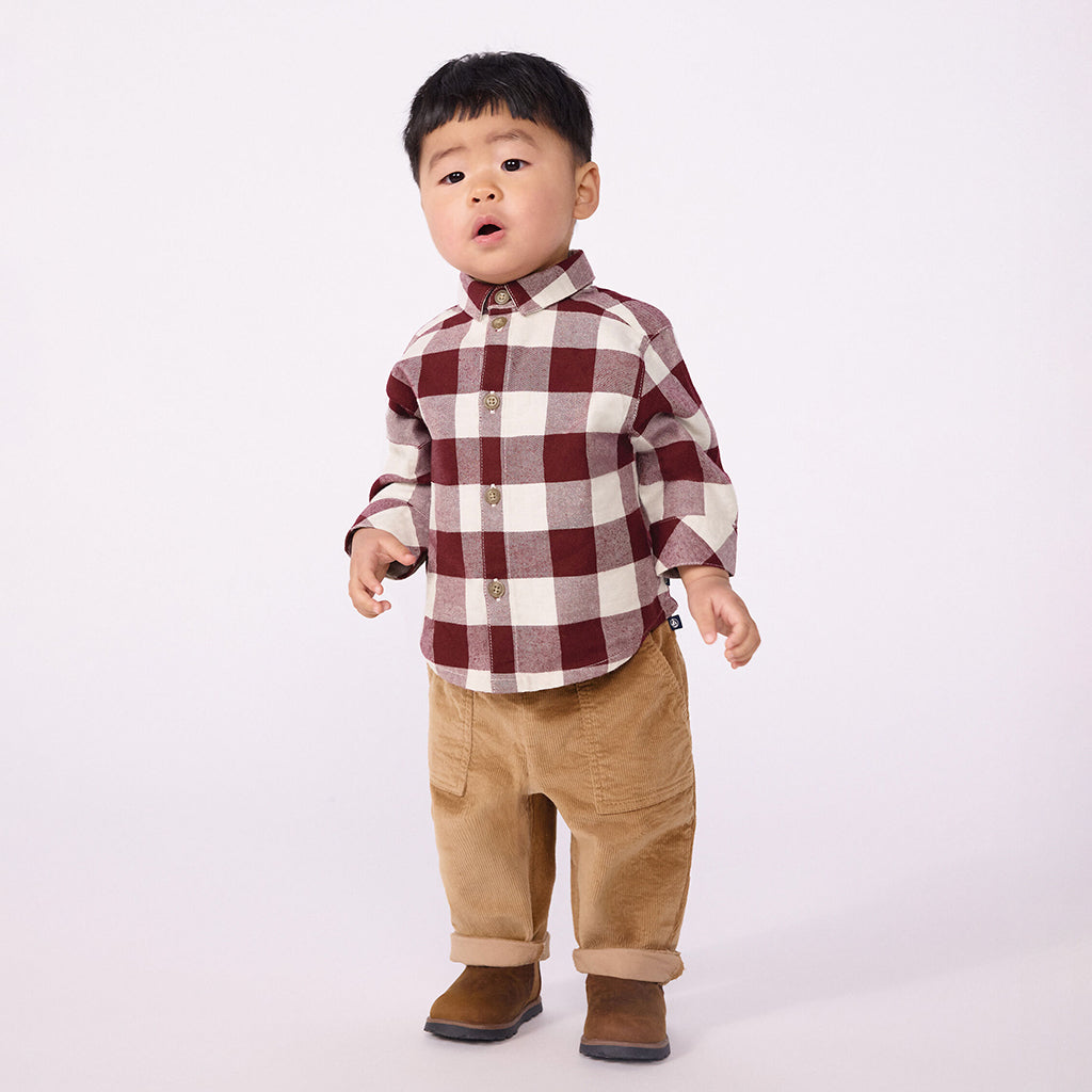 Petit Bateau Baby Shirt Truffe Brown Checks