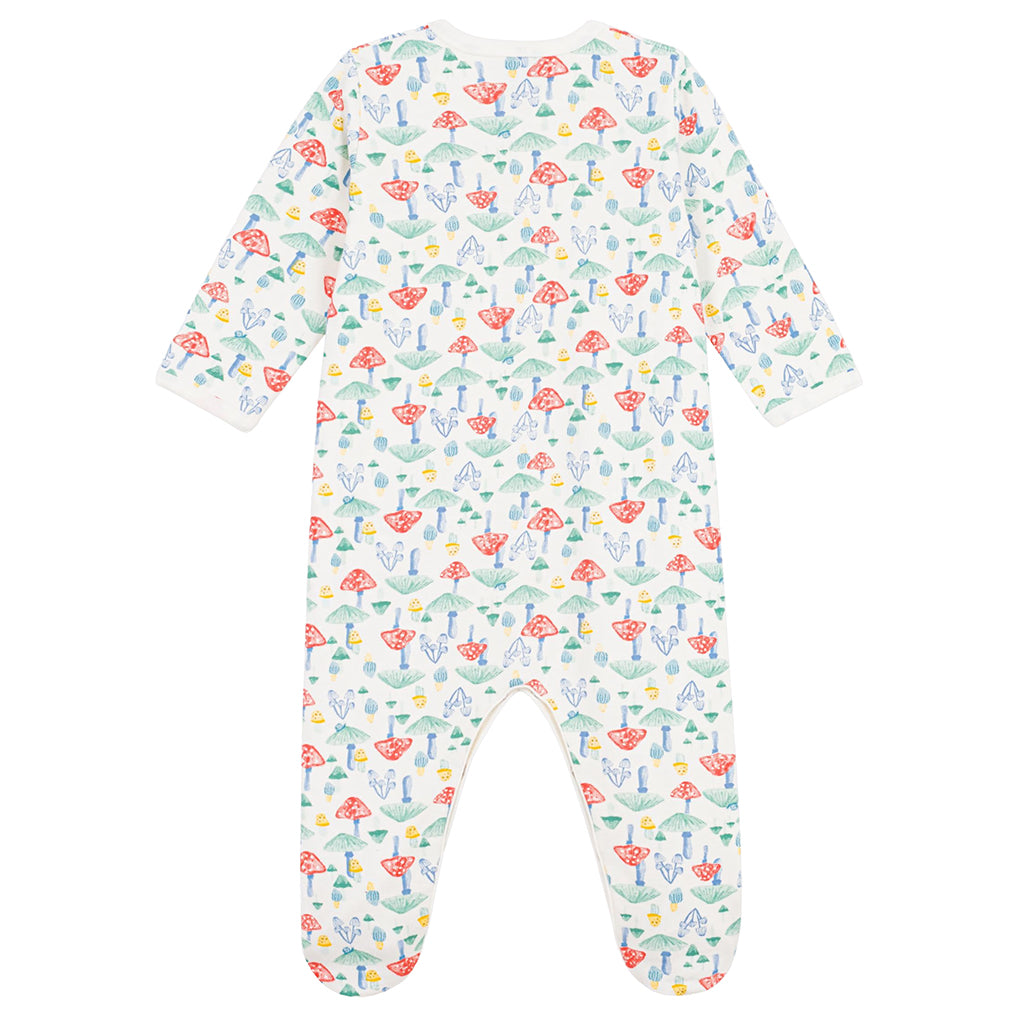 Petit Bateau Baby Pyjamas White With Multicolour Mushroom Print