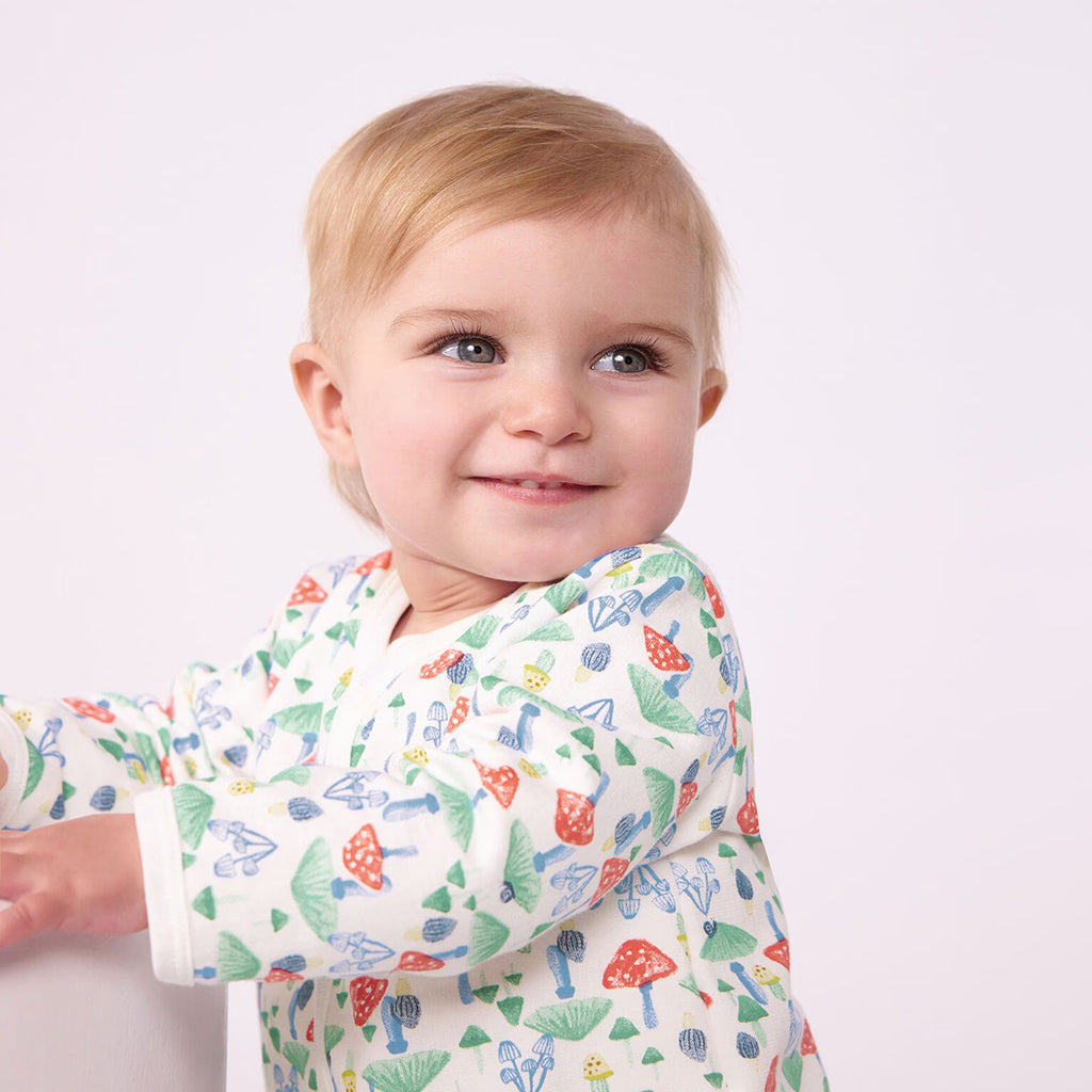 Petit Bateau Baby Pyjamas White With Multicolour Mushroom Print