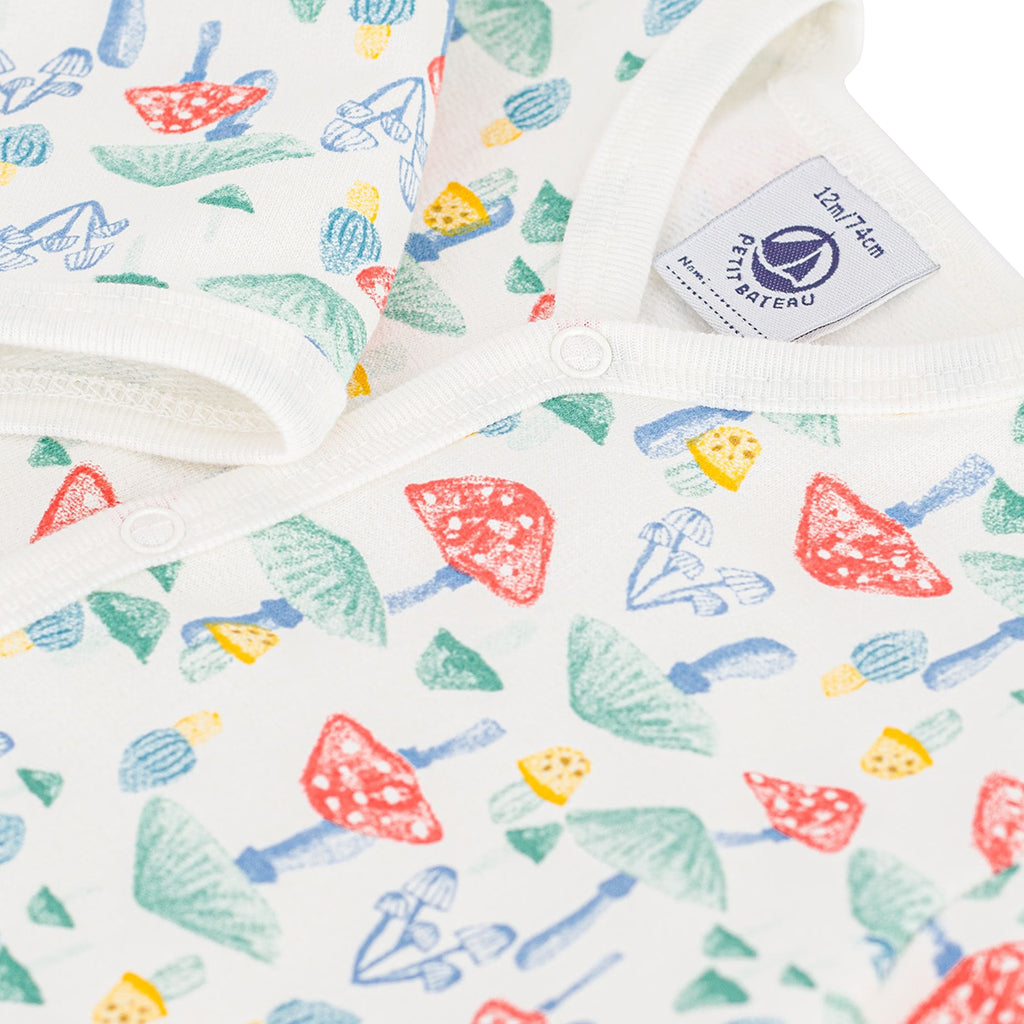 Petit Bateau Baby Pyjamas White With Multicolour Mushroom Print
