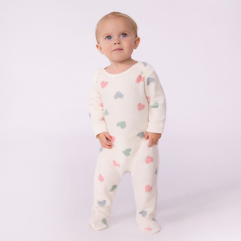 Petit Bateau Baby Pyjamas Milk Cream With Heart Print