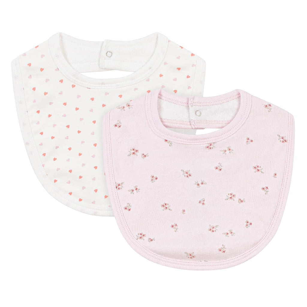 Petit Bateau Baby Set Of Two Bibs Floral Print Pink