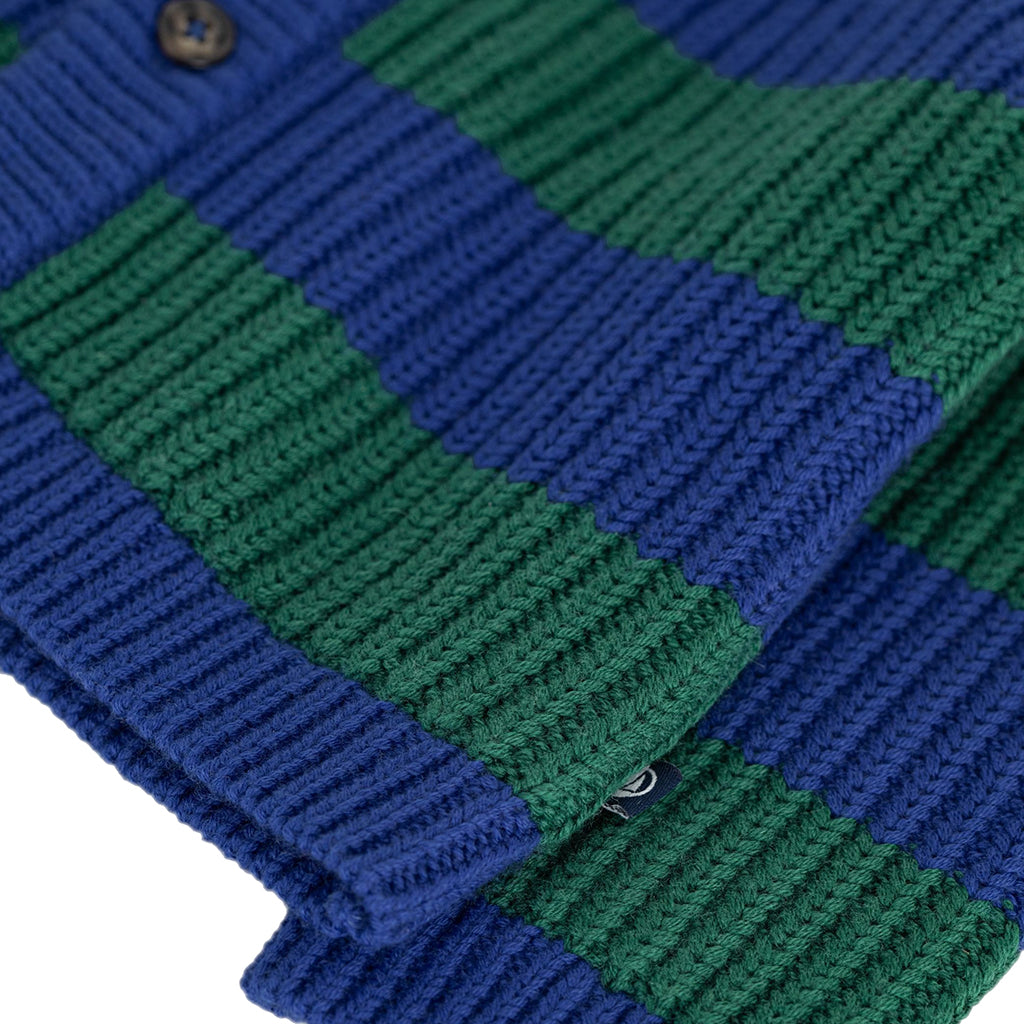 Petit Bateau Baby Cardigan Ultramarine Blue And Willow Green Stripes