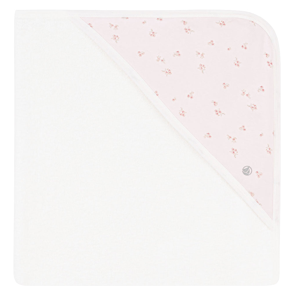 Petit Bateau Baby Bath Square Towel Barely Pink Floral Print