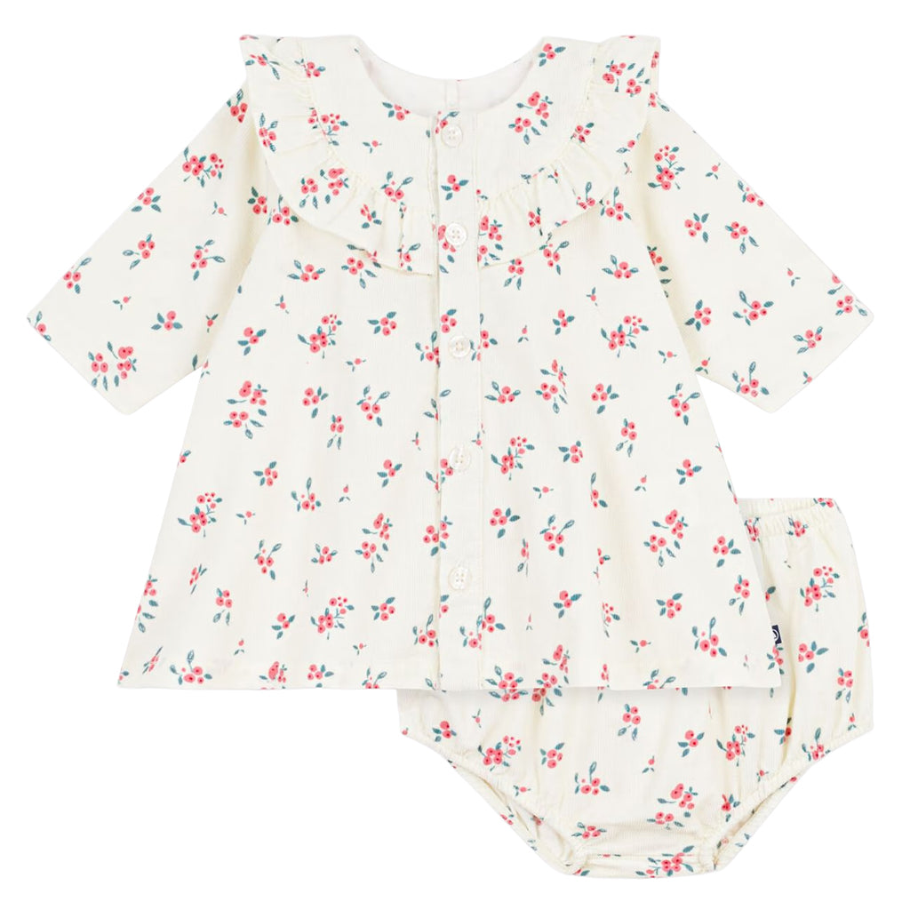 Petit Bateau Baby Dress With Bloomers Milk Cream Floral Print