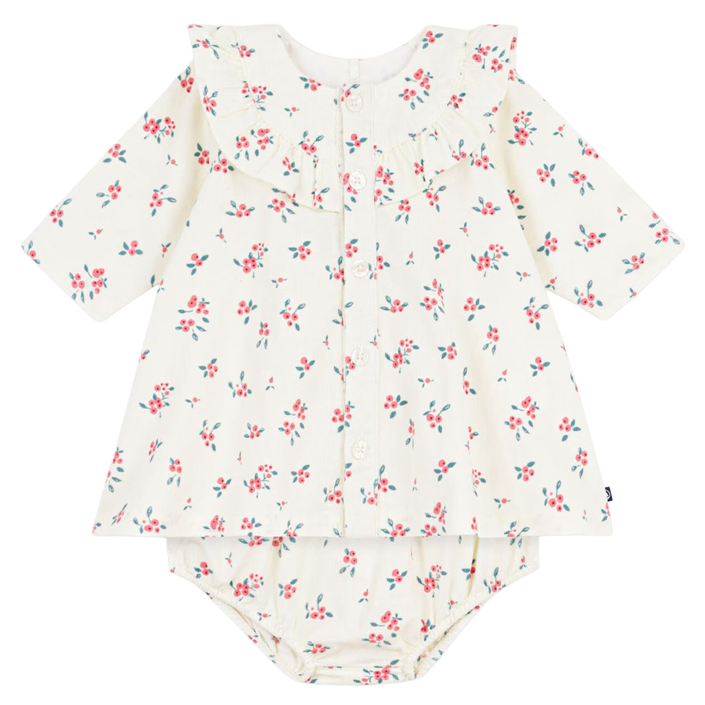 Petit Bateau Baby Dress With Bloomers Milk Cream Floral Print