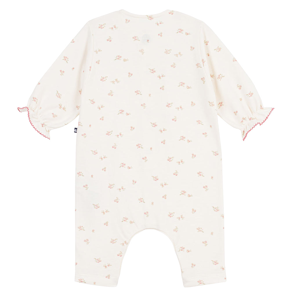 Petit Bateau Baby Jumpsuit Milk Cream Floral Print