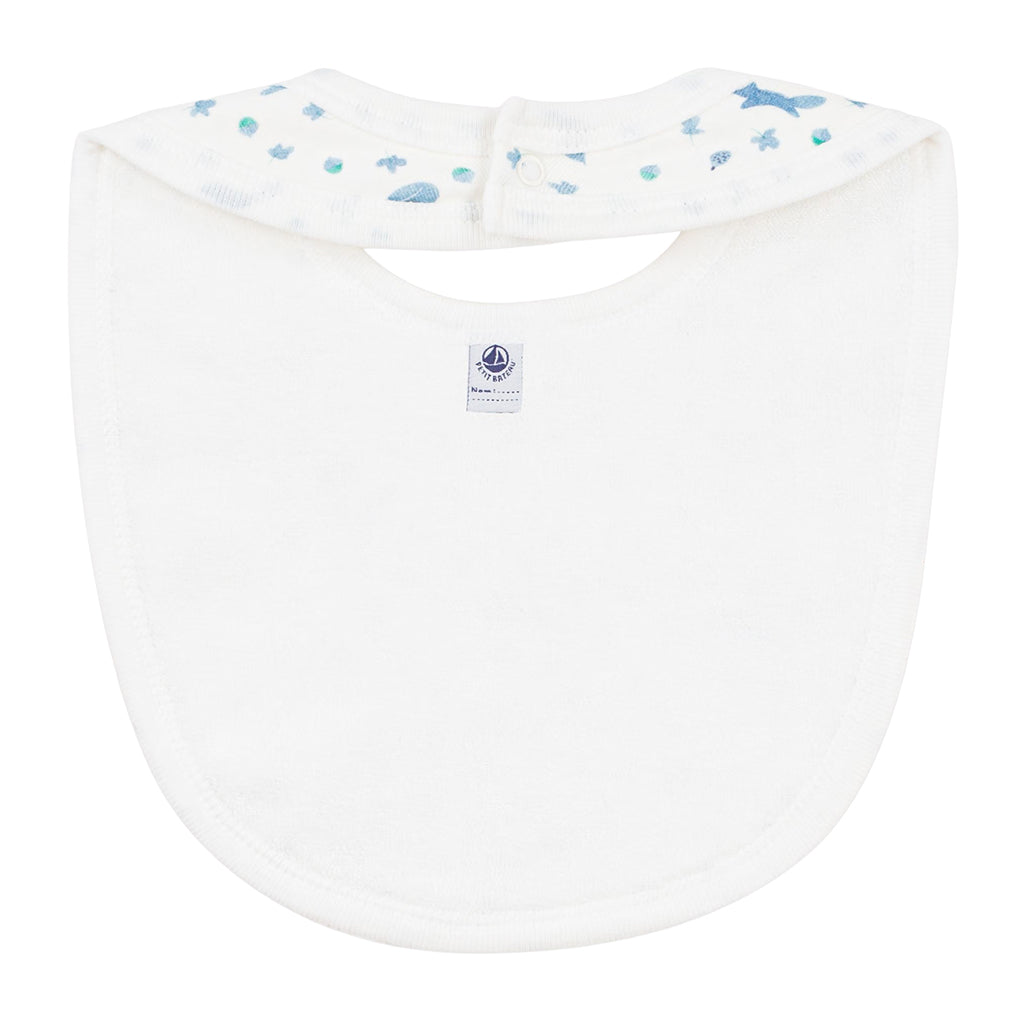 Petit Bateau Baby Bib White With Blue Fox Print