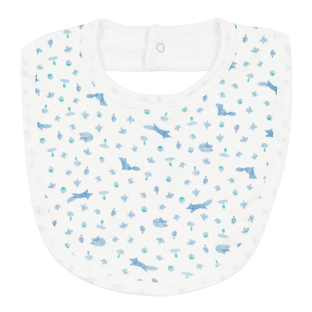 Petit Bateau Baby Bib White With Blue Fox Print