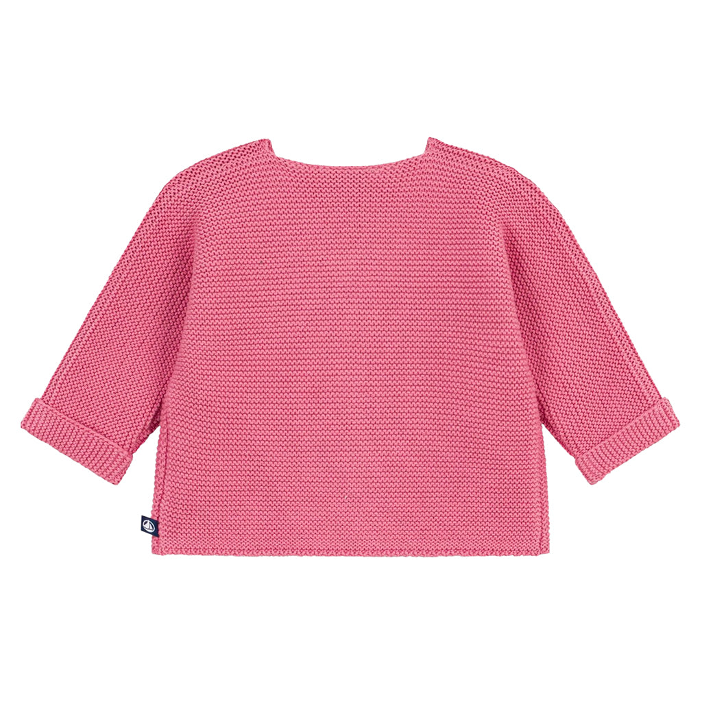 Petit Bateau Baby Garter Stitch Cardigan New Cheek Pink