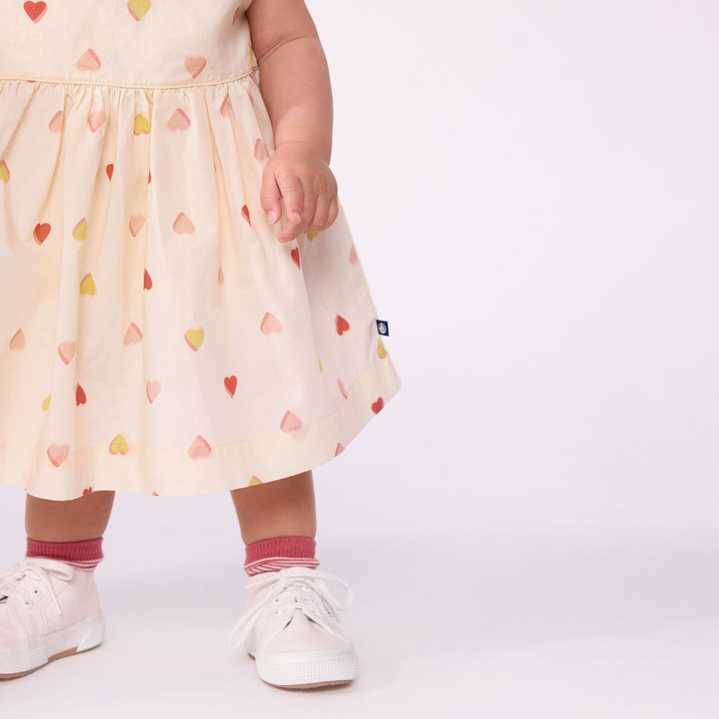 Petit Bateau Baby Dress With Bloomers Cream Heart Print