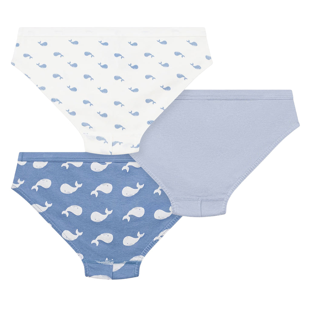 Petit Bateau Child Set Of Three Underwear Blue Whale Print