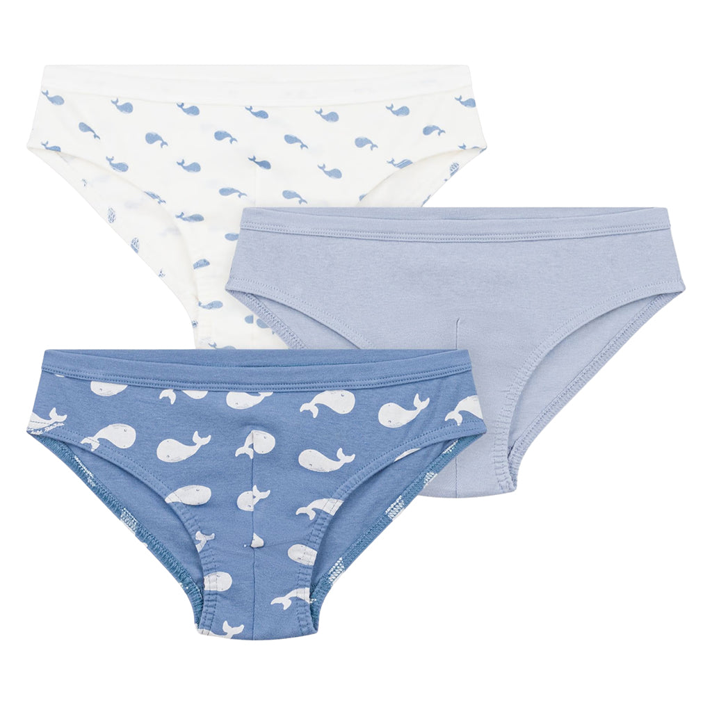 Petit Bateau Child Set Of Three Underwear Blue Whale Print