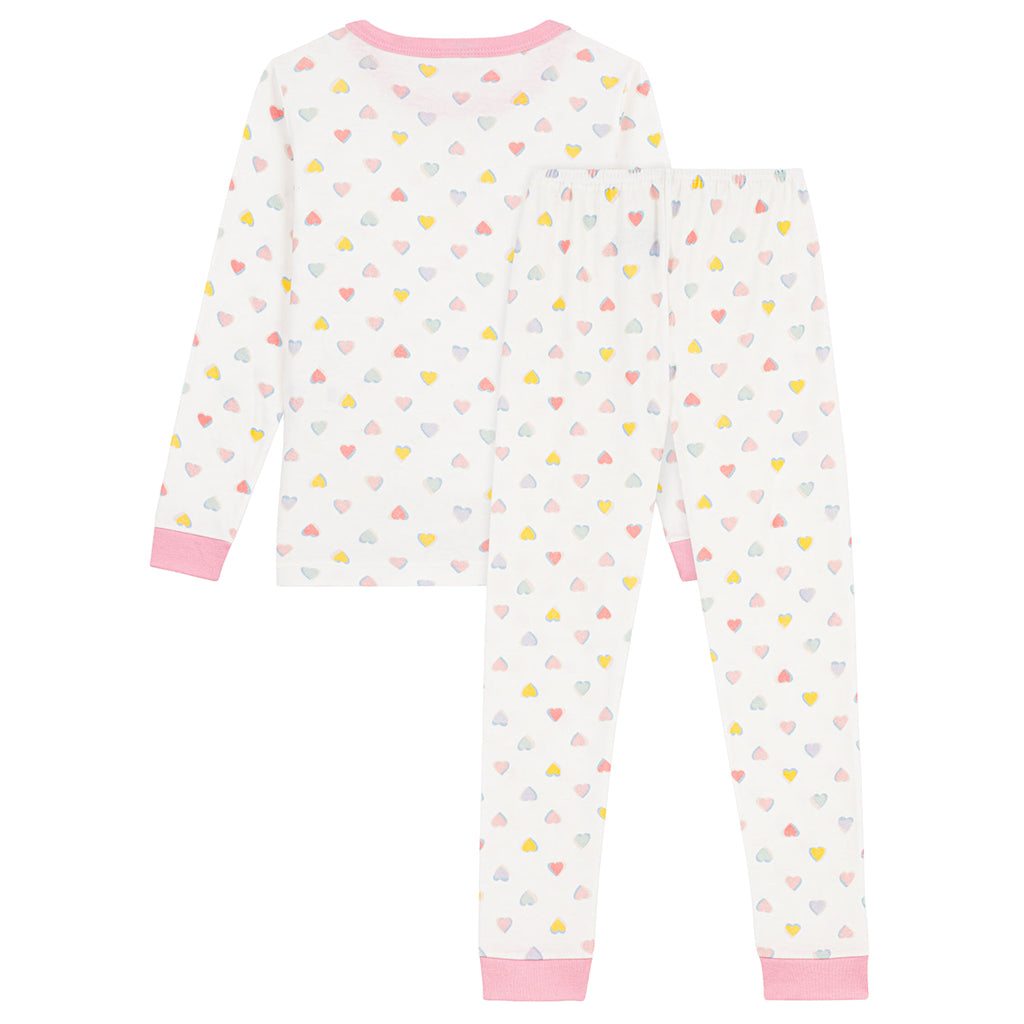 Petit Bateau Child Pyjamas White Hearts Print