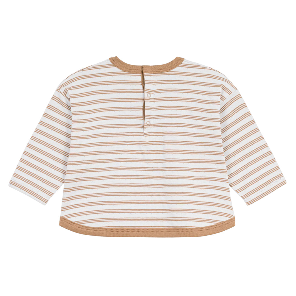 Petit Bateau Baby T-shirt Milk Cream And Latte Brown Stripes