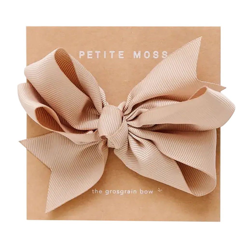 Petite Moss Grosgrain Bow Clip Kraft