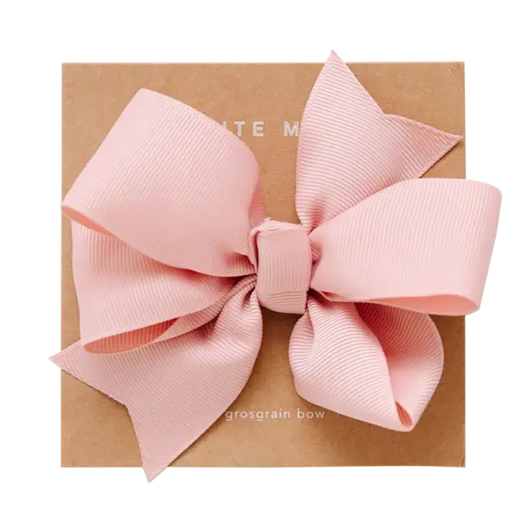 Petite Moss Grosgrain Bow Clip Rose