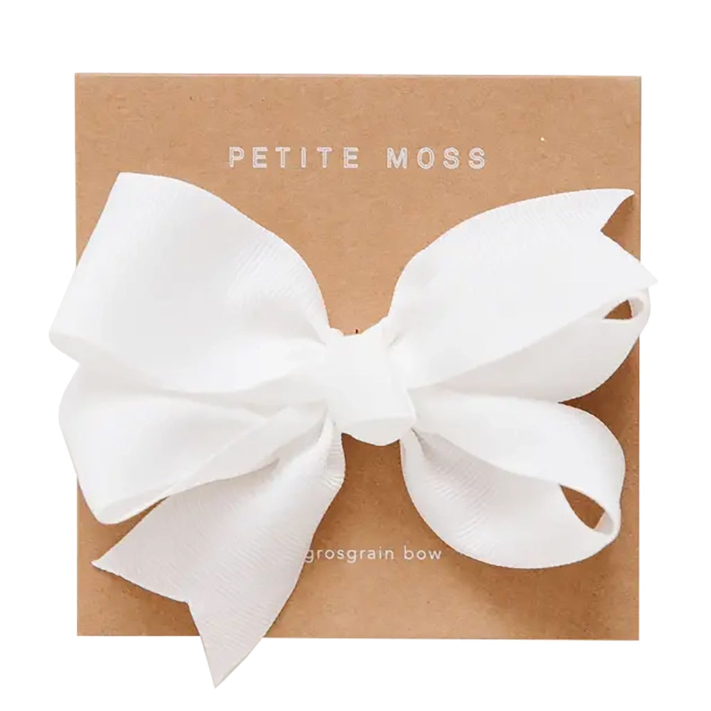 Petite Moss Grosgrain Bow Clip White