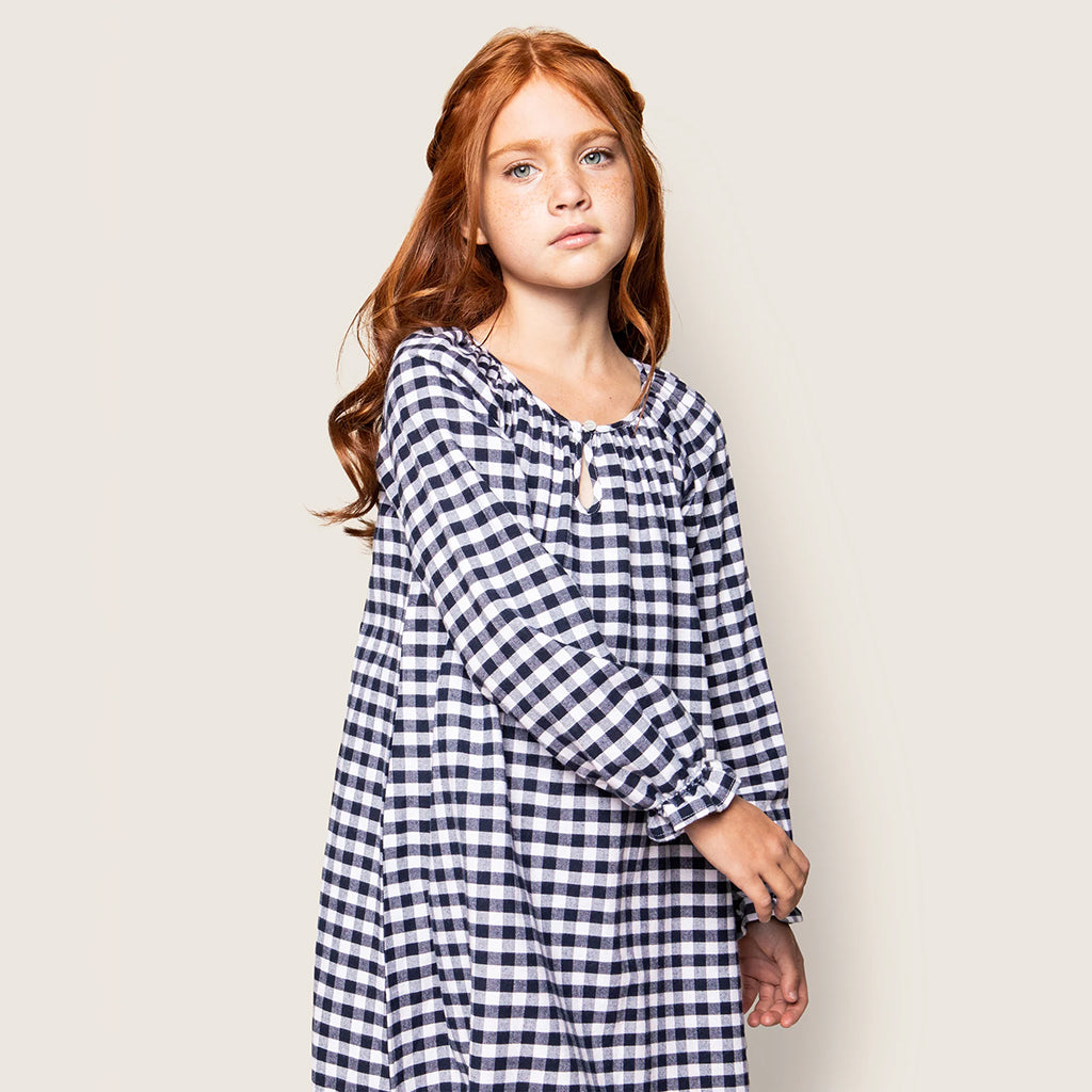 Petite Plume Baby And Child Flannel Delphine Nightgown Navy Blue Gingham