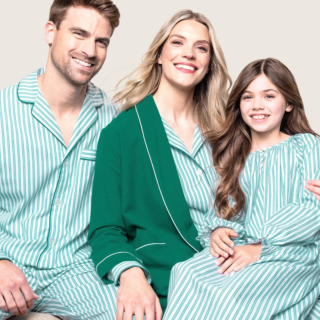 Petite Plume Baby And Child Twill Delphine Nightgown Emerald Green Ticking