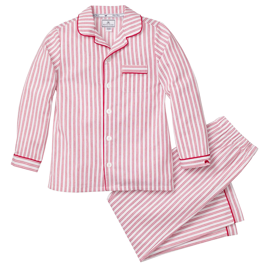 Petite Plume Baby And Child Twill Pyjama Set Antique Red Ticking