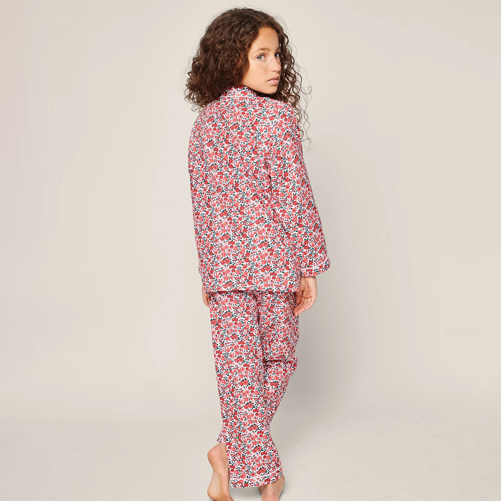 Petite Plume Baby And Child Twill Pyjama Set Fleurs Des Bois Red