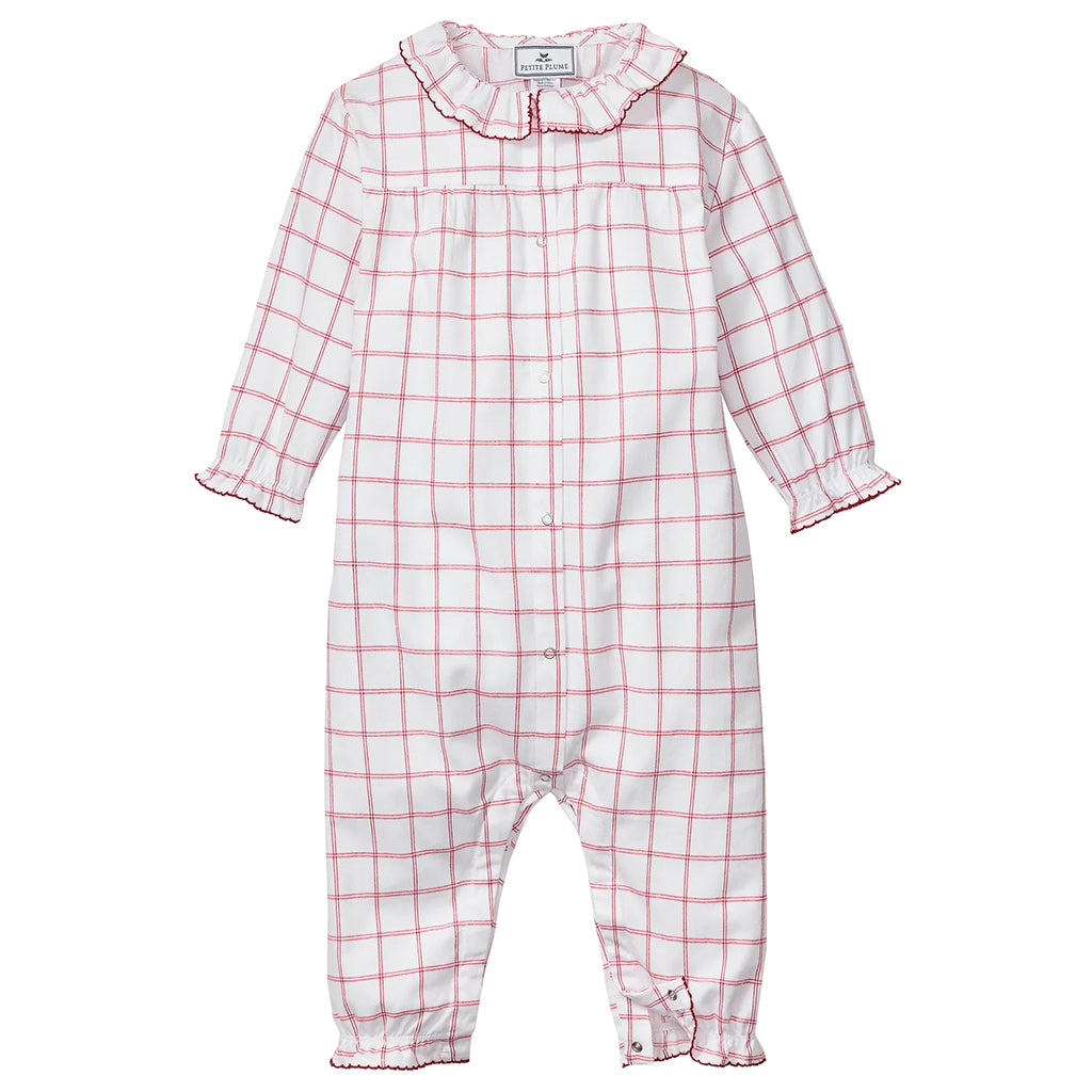 Petite Plume Baby Twill Madeline Jumpsuit Garnet Red Tattersall