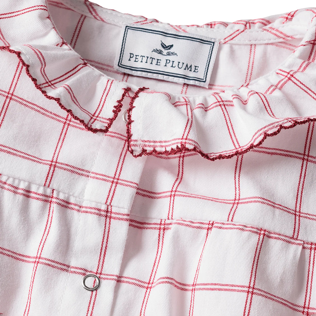 Petite Plume Baby Twill Madeline Jumpsuit Garnet Red Tattersall