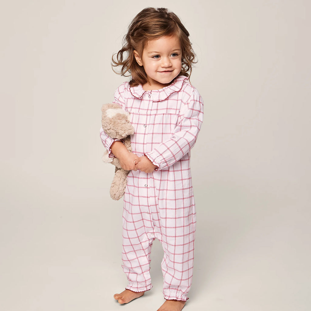 Petite Plume Baby Twill Madeline Jumpsuit Garnet Red Tattersall