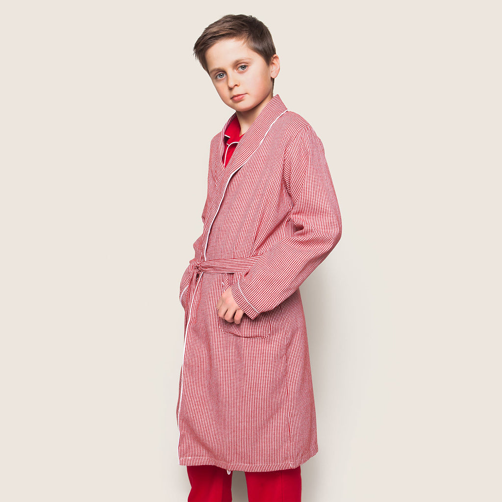 Petite Plume Child Flannel Robe Red Mini Gingham
