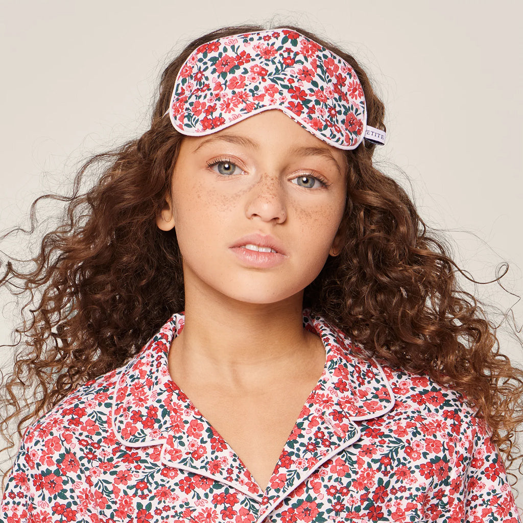 Petite Plume Child Twill Sleep Mask Fleurs Des Bois Red